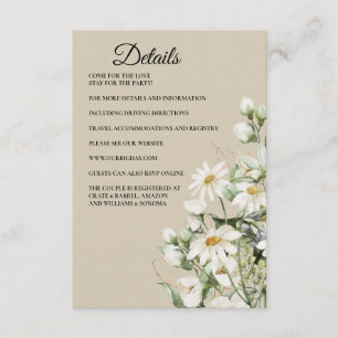 Daisy Wildflower Boho Enclosure Card Details