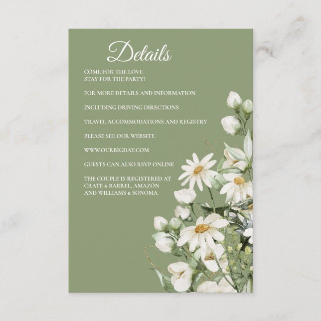 Daisy Wildflower Boho Enclosure Card Details (Front)