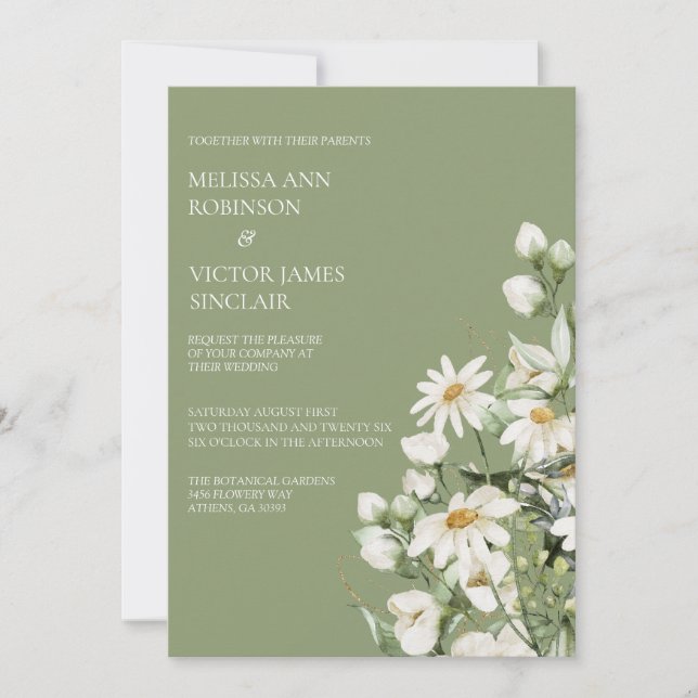 Daisy Wildflower Boho Wedding Invitation (Front)