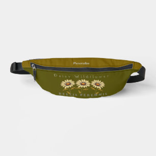 Daisy Wildflower Botanical Bellis Perennis Green Bum Bags