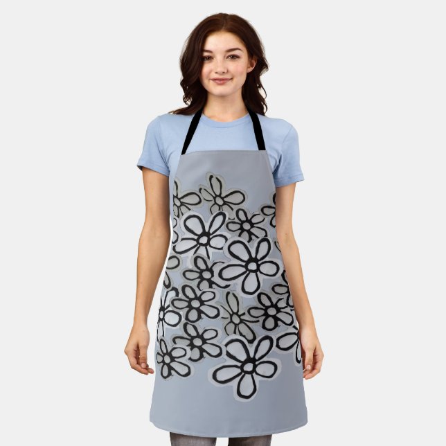 Daisy wildflower pattern apron (Worn)