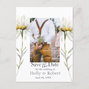 Daisy Wildflower  Save the Date Photo QR Code Postcard