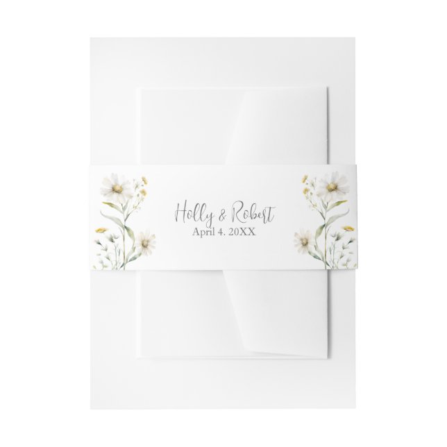 Daisy Wildflower Wedding Invitation Belly Band (Front Example)