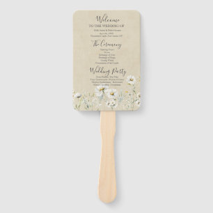 Daisy Wildflower Wedding Program Hand Fan