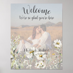 Daisy Wildflower Wedding Welcome Photo Poster