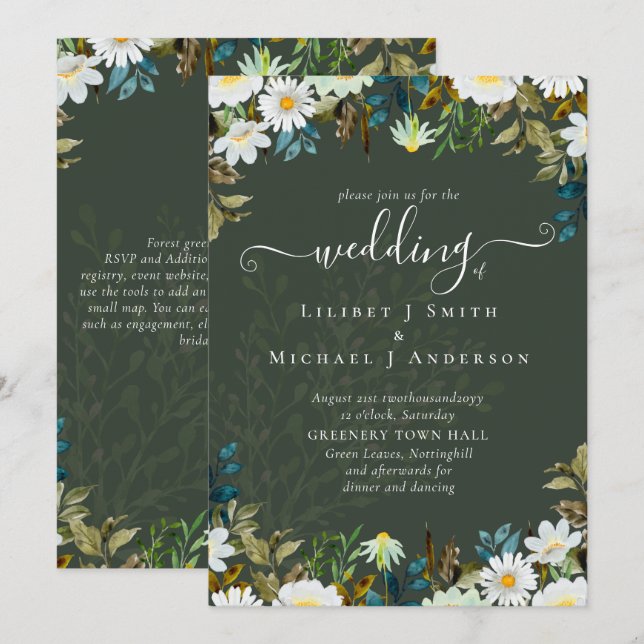 Daisy Wildflowers Greenery Wedding (Front/Back)