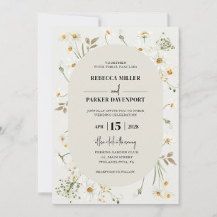 Daisy Wildflowers modern Wedding invitation