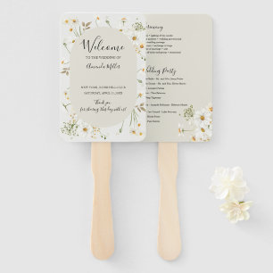 Daisy Wildflowers wedding program fan
