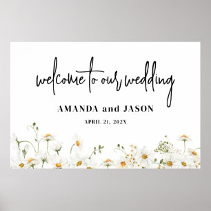 Daisy Wildflowers Wedding Welcome Sign