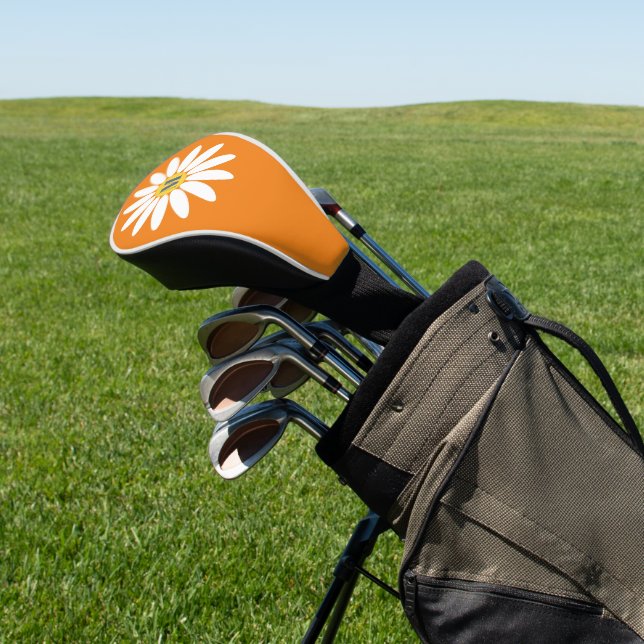 Daisy with Initial Orange Golf Head Cover (In Situ)