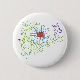 Daisy with Ladybug 6 Cm Round Badge