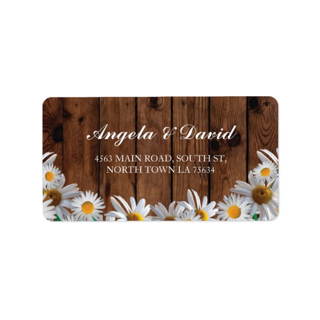 Daisy Wood Floral Rustic Elegant Address Labels (Front)