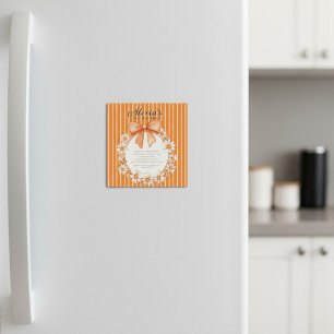 Daisy Wreath Orange Stripe Birthday Thin Magnetic Invitation