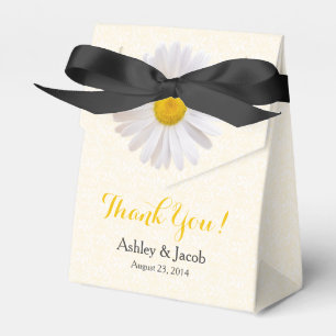 Daisy Yellow Black White Lace Wedding Thank You Favour Box