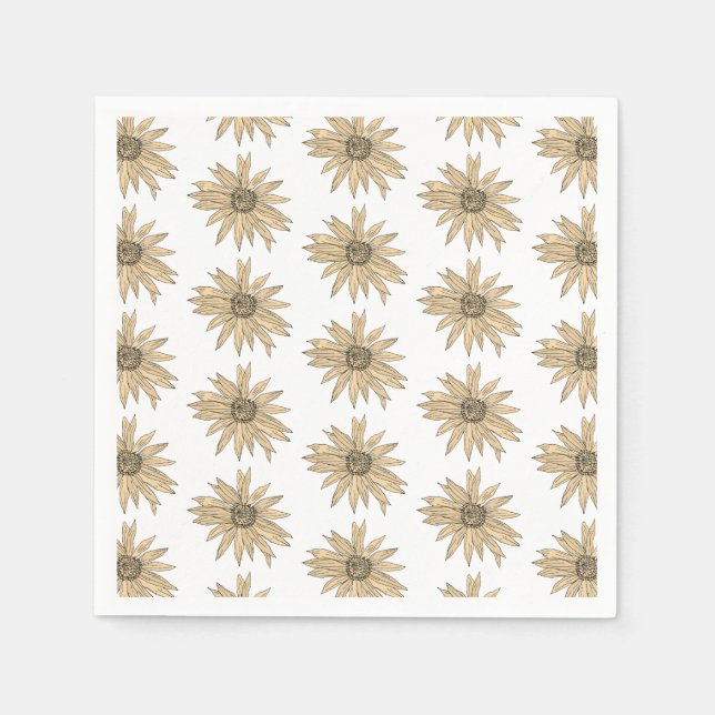 Daisy Yellow Flower Painting Pattern Napkin (Front)