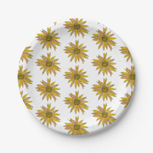 Daisy Yellow Flower Painting Pattern Paper Plate
