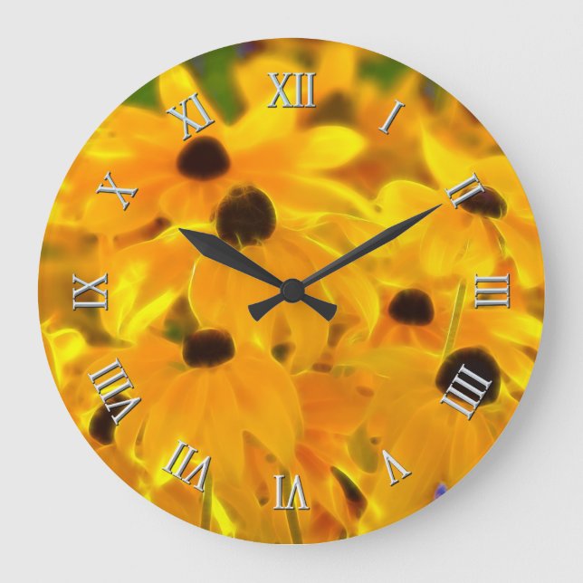 Daisy Yellow Flowers Floral Art Clock (Front)