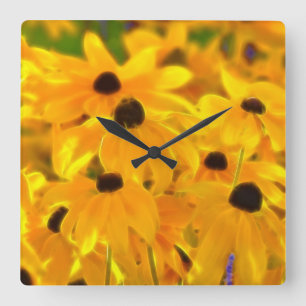 Daisy Yellow Flowers Floral Art Clock