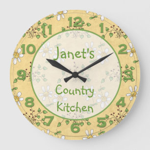 Daisy Yellow Green Country Clock Wall Clock