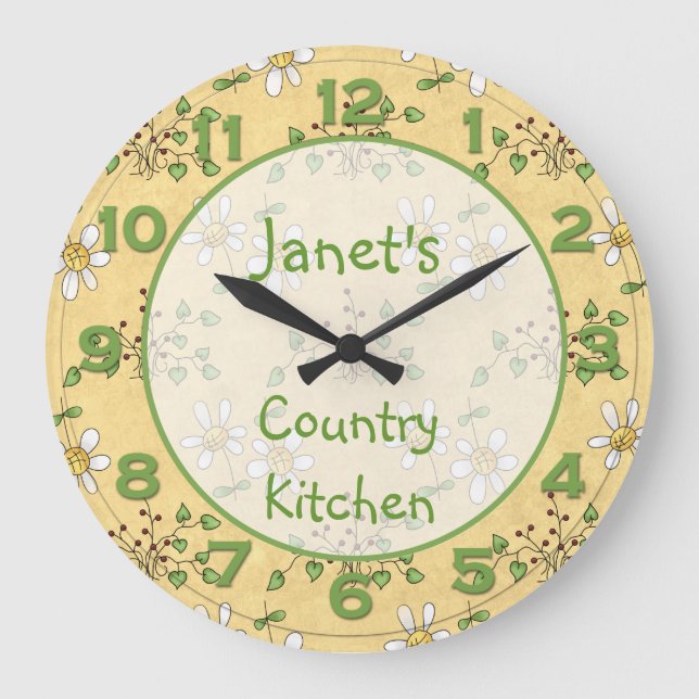 Daisy Yellow Green Country Clock Wall Clock (Front)