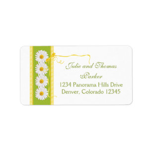 Daisy Yellow Green Ribbon Wedding Return Address Label