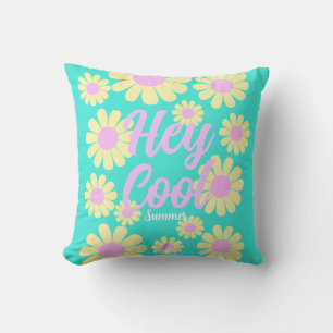 Daisy Yellow Teal Cushion