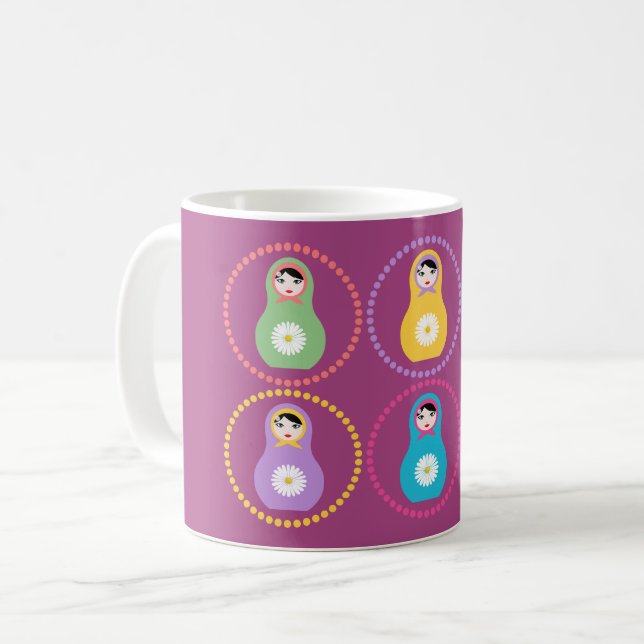 Daisyflower Matryoshka Coffee Mug (Front Left)