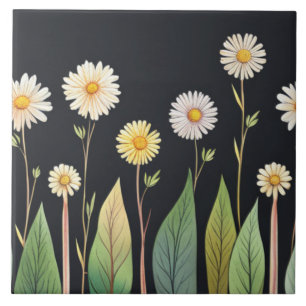 Daisy's In the Night Ceramic Tile