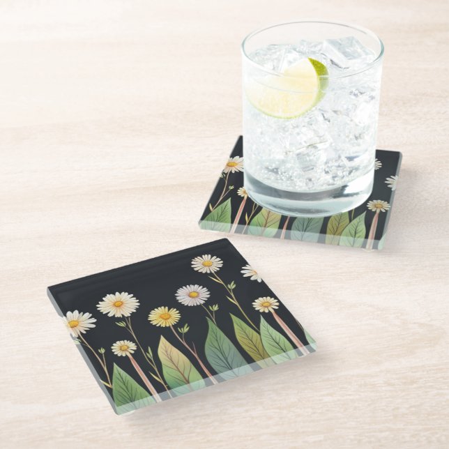 Daisy's In the Night Glass Coaster (Angled)