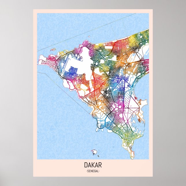 Dakar Senegal City Map Poster (Front)