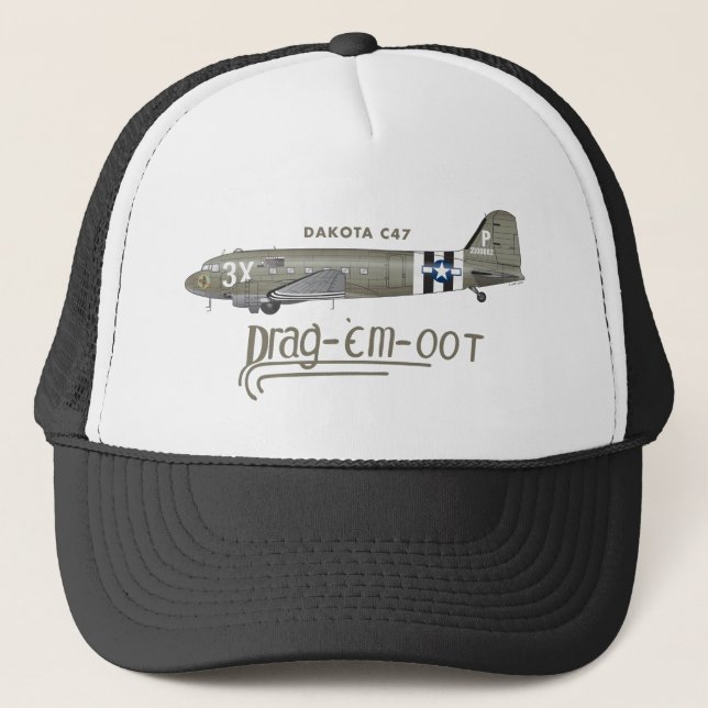 DAKOTA C47 SKYTRAIN - DRAG 'EM OOT TRUCKER HAT (Front)
