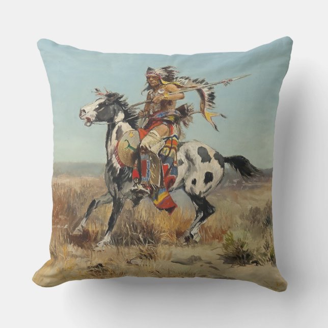 “Dakota Chief” by Charles M Russell Cushion (Front)