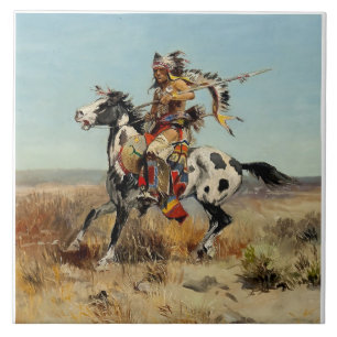 “Dakota Chief” Western Art by Charles M Russell Ceramic Tile