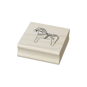 Dala folk horse, black folk horse outline rubber stamp