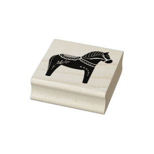 Dala folk horse, black folk horse silhouette rubber stamp
