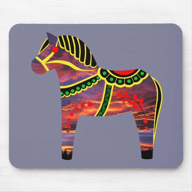 Dala folk horse png- change horse colour/image mouse pad (Front)