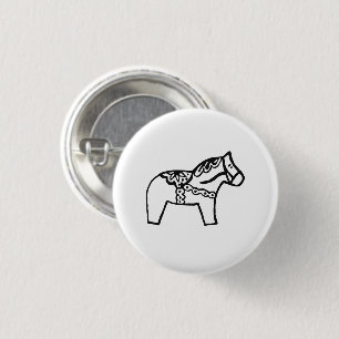 Dala Horse 3 Cm Round Badge