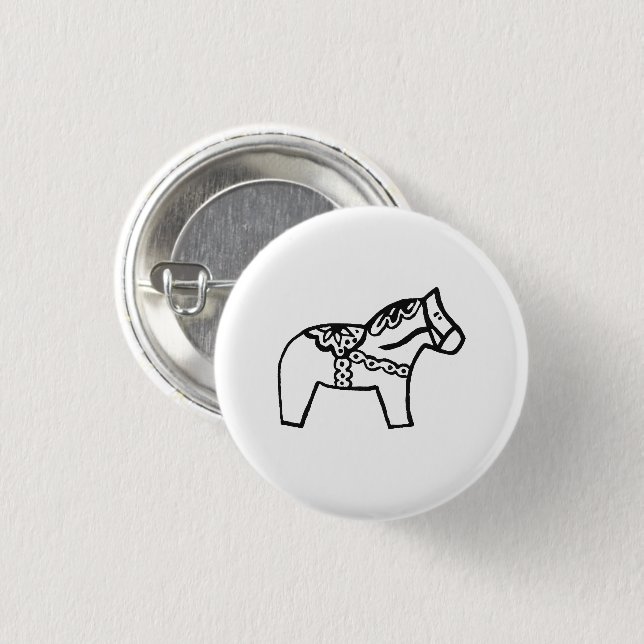 Dala Horse 3 Cm Round Badge (Front & Back)