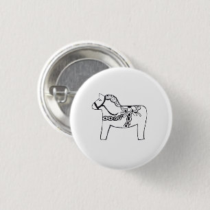 Dala Horse 3 Cm Round Badge
