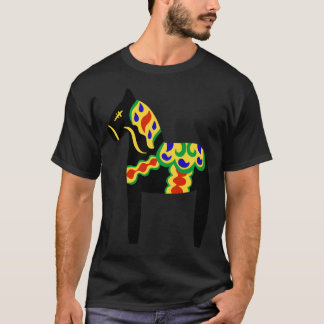 Dala Horse (Black) T-Shirt