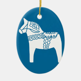 Dala Horse Blue Ceramic Tree Decoration