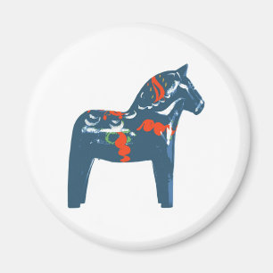 Dala Horse Blue Modern Art Sweden Magnet