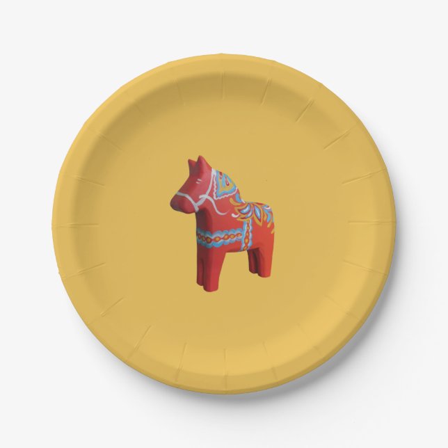 Dala Horse by Julia Paper Plate (Front)