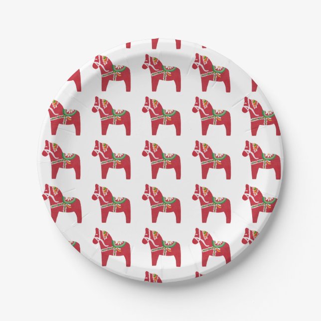 Dala Horse by Julia Persson-Morrill Paper Plate (Front)