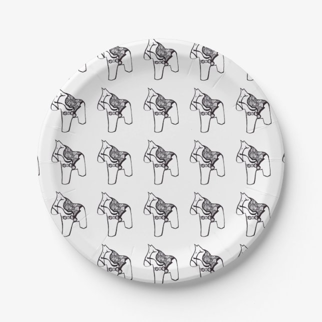 Dala Horse by Julia Persson-Morrill Paper Plate (Front)