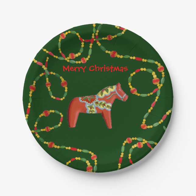 Dala Horse Christmas Plate (Front)
