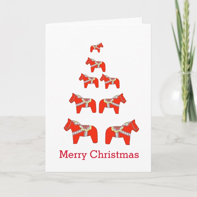 Dala Horse Christmas Tree Card (Front)
