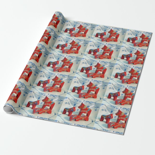 Dala Horse Collector Wrapping Paper (Unrolled)