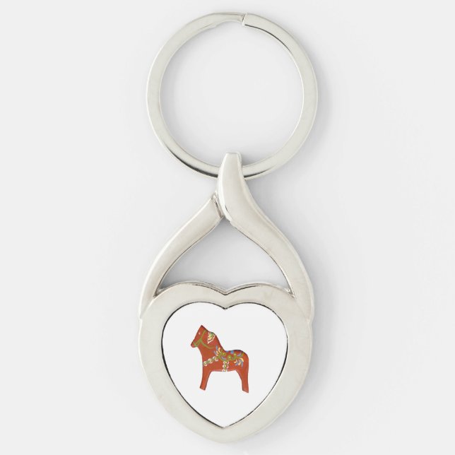 Dala Horse Heart Shaped Key Ring (Front)