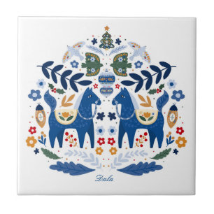 Dala Horse - Home Sweet Home Ceramic Tile